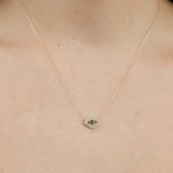 Adina Reyter-Pavé Evil Eye Necklace-Necklaces-14k Yellow Gold, White and Blue Diamond-Blue Ruby Jewellery-Vancouver Canada
