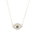 Adina Reyter-Pavé Evil Eye Necklace-Necklaces-14k Yellow Gold, White and Blue Diamond-Blue Ruby Jewellery-Vancouver Canada