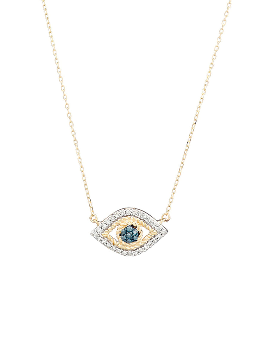 Adina Reyter-Pavé Evil Eye Necklace-Necklaces-14k Yellow Gold, White and Blue Diamond-Blue Ruby Jewellery-Vancouver Canada