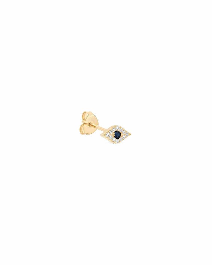 Quiet Icon-Pavé Evil Eye Stud-Earrings-14k Gold Vermeil, White Cubic Zirconia, Blue Cubic Zirconia-Blue Ruby Jewellery-Vancouver Canada