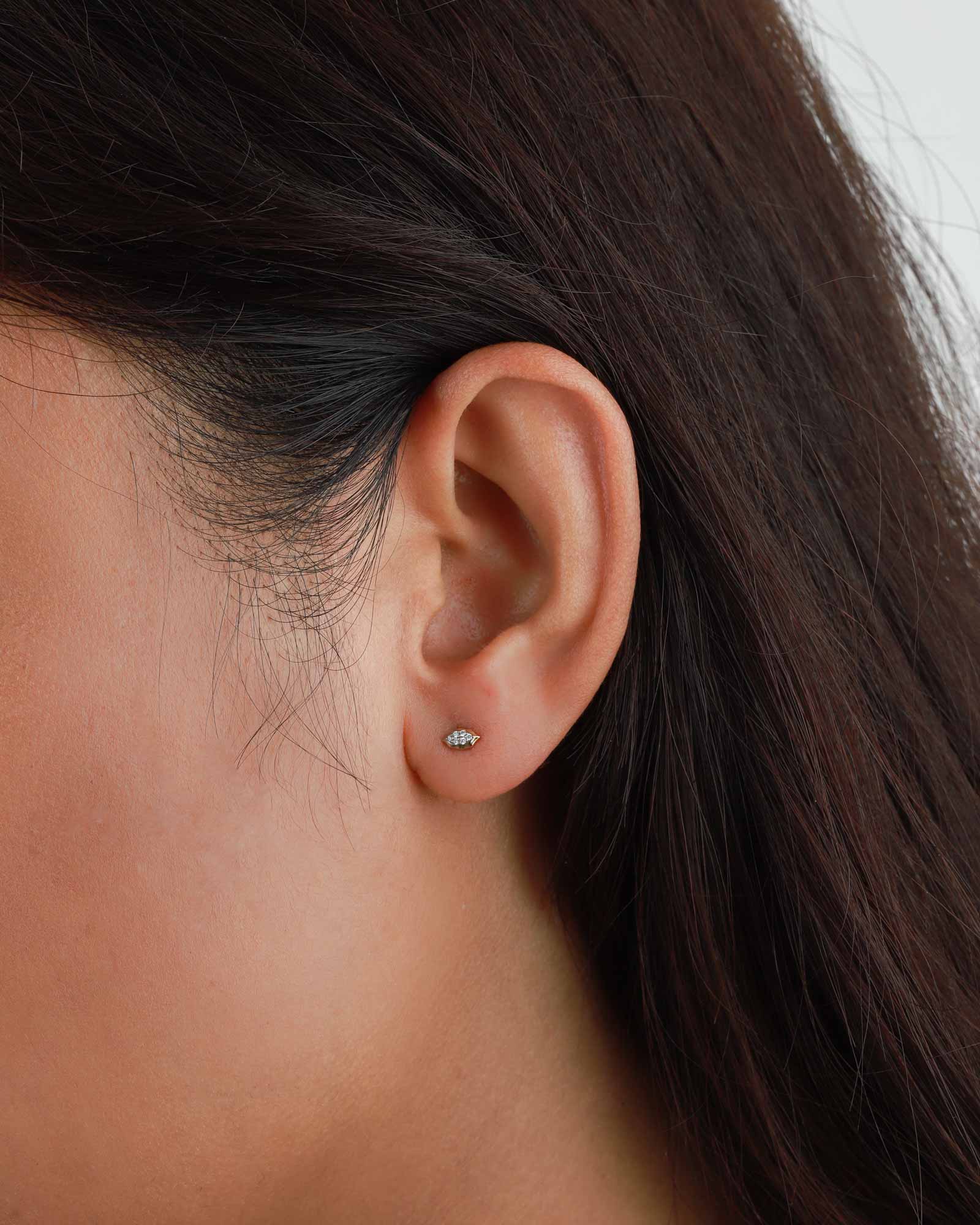 Pave Evil Eye Studs-Earrings-Goldhive-14k Yellow Gold-Blue Ruby Jewellery-Vancouver-Canada