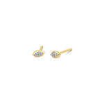 Pave Evil Eye Studs-Earrings-Goldhive-14k Yellow Gold-Blue Ruby Jewellery-Vancouver-Canada