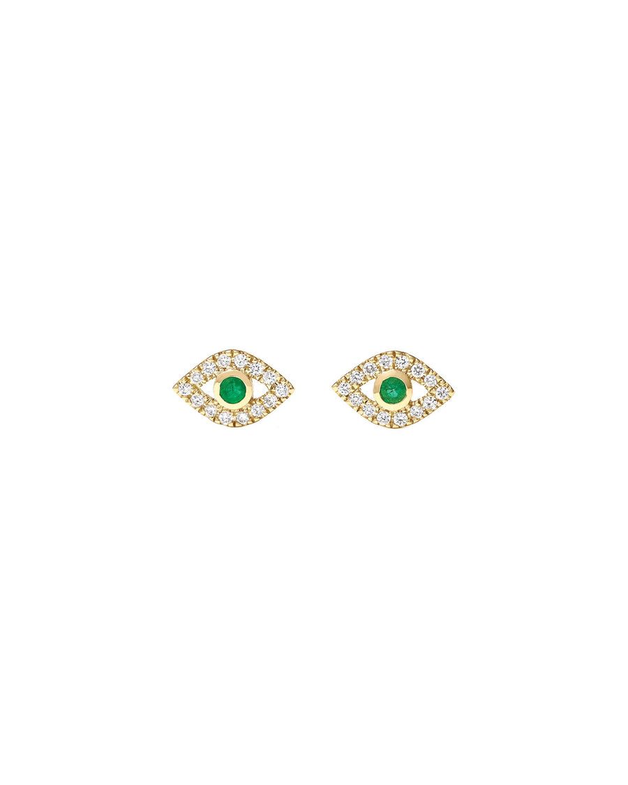 Quiet Icon-Pave Evil Eye Studs-Earrings-14k Gold Vermeil, Cubic Zirconia-Blue Ruby Jewellery-Vancouver Canada