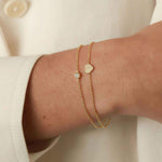 Tashi-Pavé Heart Bracelet-Bracelets-14k Gold Vermeil, Cubic Zirconia-Heart-Blue Ruby Jewellery-Vancouver Canada
