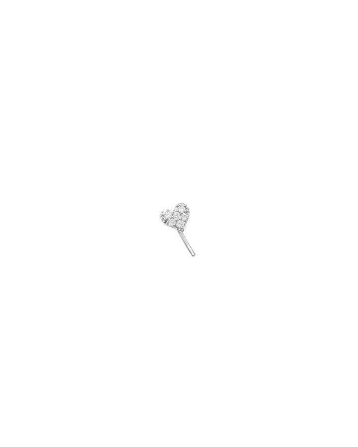 Valley of the Fine-Pave Heart Curved Nose Stud-Body Jewellery-10k White Gold, Cubic Zirconia-Blue Ruby Jewellery-Vancouver Canada