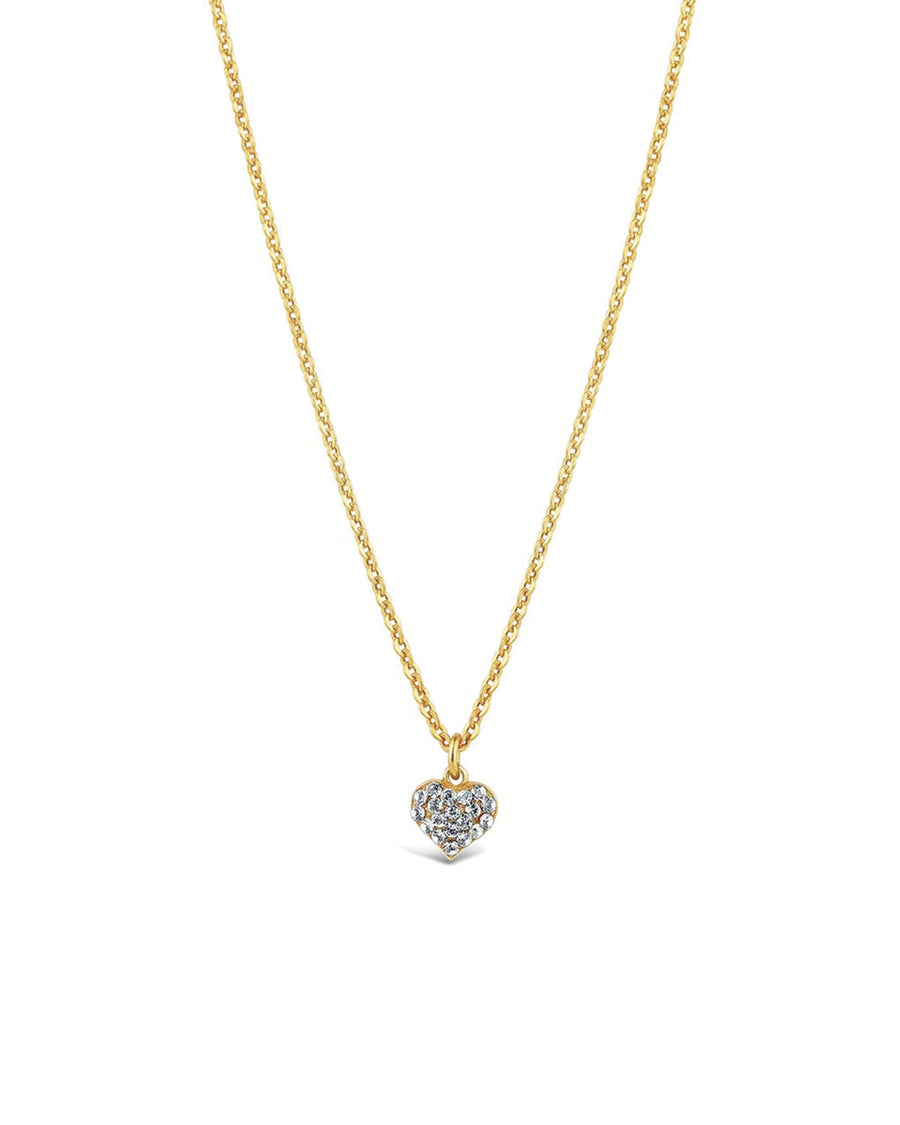 La Vie Parisienne-Pave Heart Necklace-Necklaces-14k Gold Plated, White Crystal-Blue Ruby Jewellery-Vancouver Canada