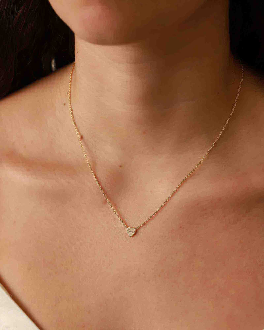 Tashi-Pavé Heart Necklace-Necklaces-14k Gold Vermeil, Cubic Zirconia-Blue Ruby Jewellery-Vancouver Canada