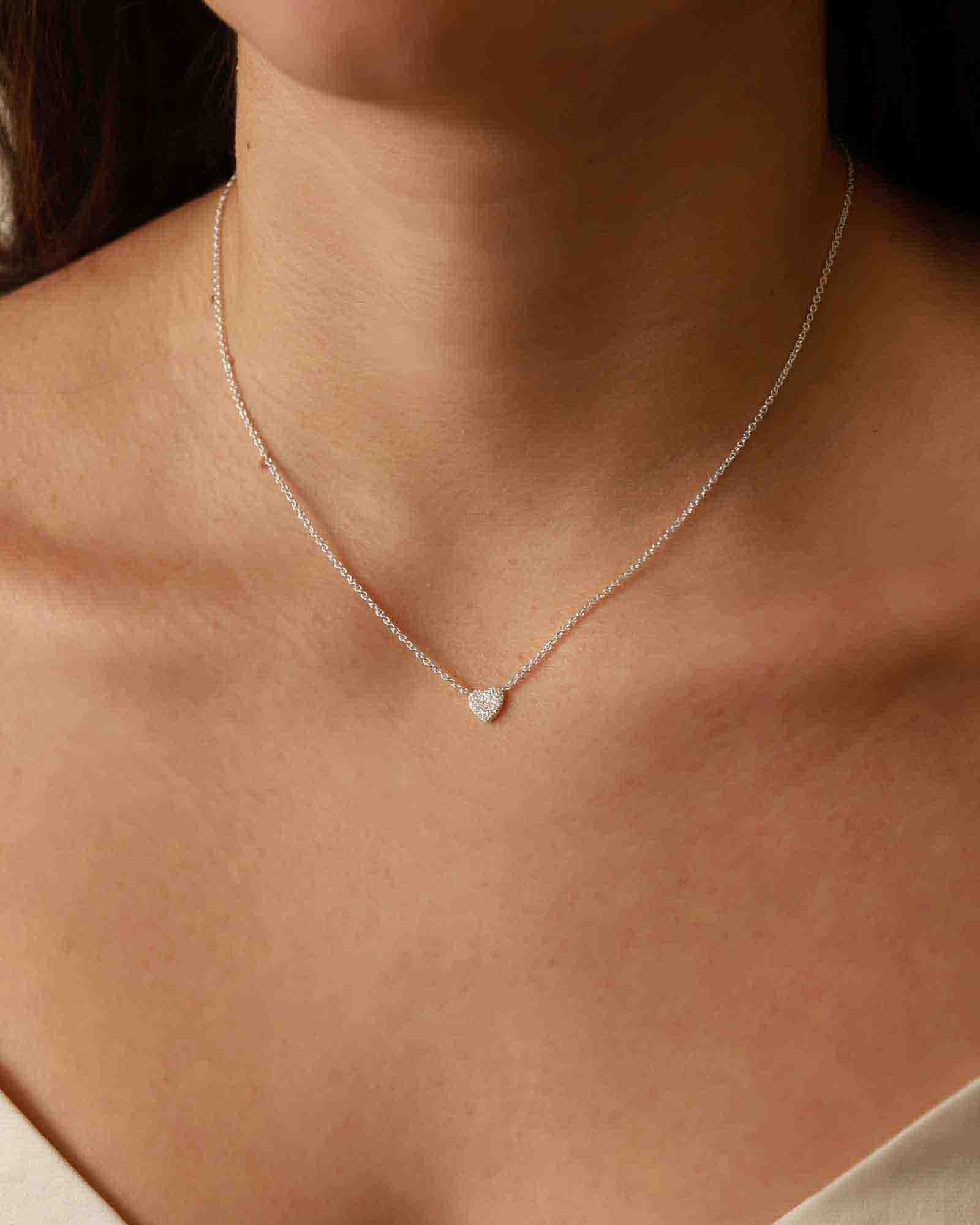 Tashi-Pavé Heart Necklace-Necklaces-Sterling Silver, Cubic Zirconia-Blue Ruby Jewellery-Vancouver Canada