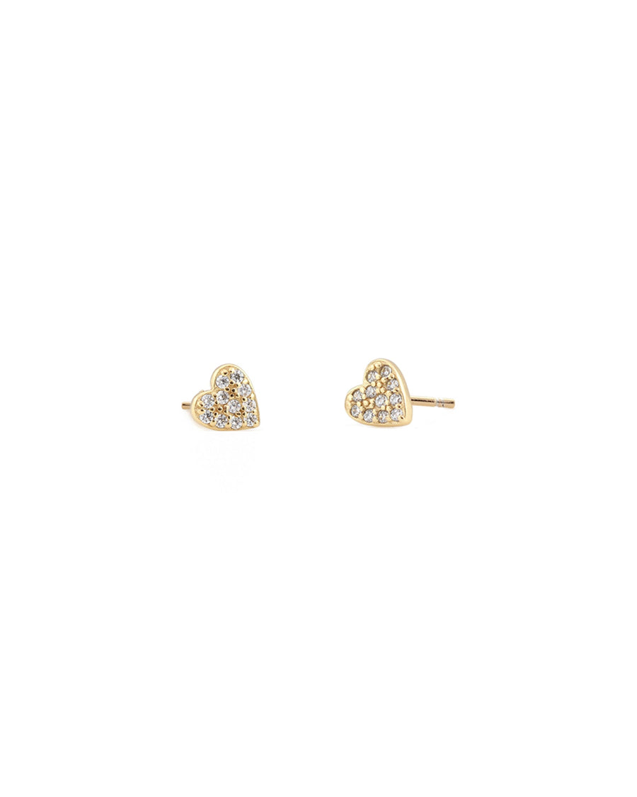 Kris Nations-Pavé Heart Stud Earrings-Earrings-18k Gold Vermeil, Cubic Zirconia-Blue Ruby Jewellery-Vancouver Canada