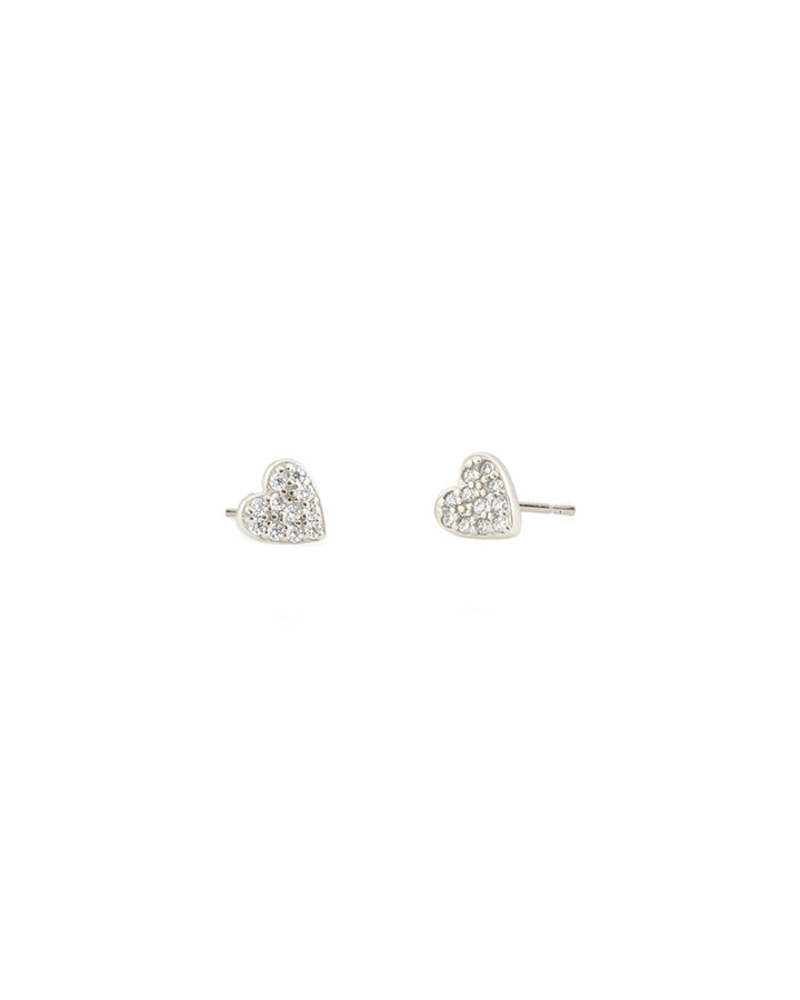Kris Nations-Pavé Heart Stud Earrings-Earrings-Sterling Silver, Cubic Zirconia-Blue Ruby Jewellery-Vancouver Canada