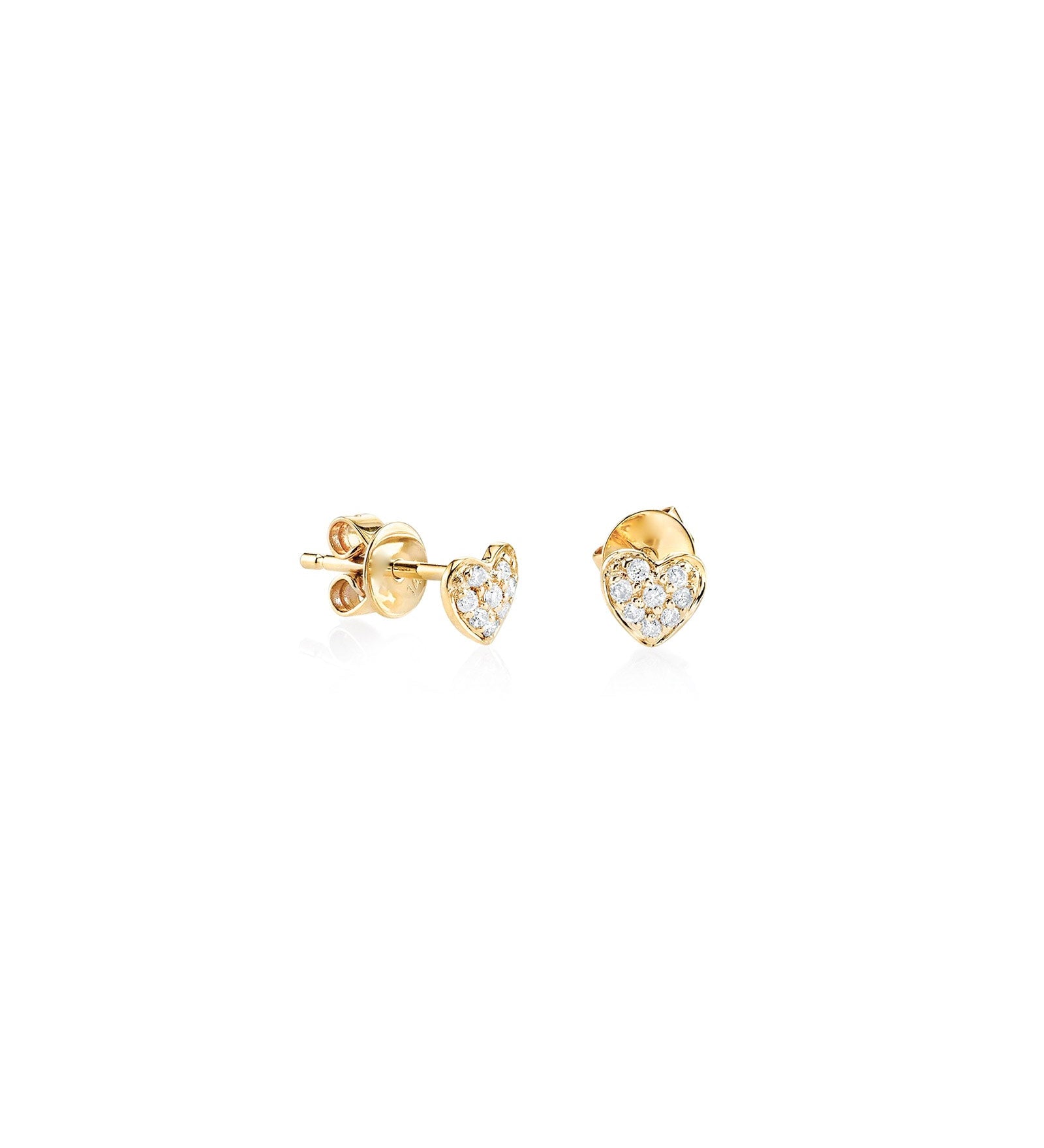 Quiet Icon-Pave Heart Studs-Earrings-14k Gold Vermeil, Cubic Zirconia-Blue Ruby Jewellery-Vancouver Canada