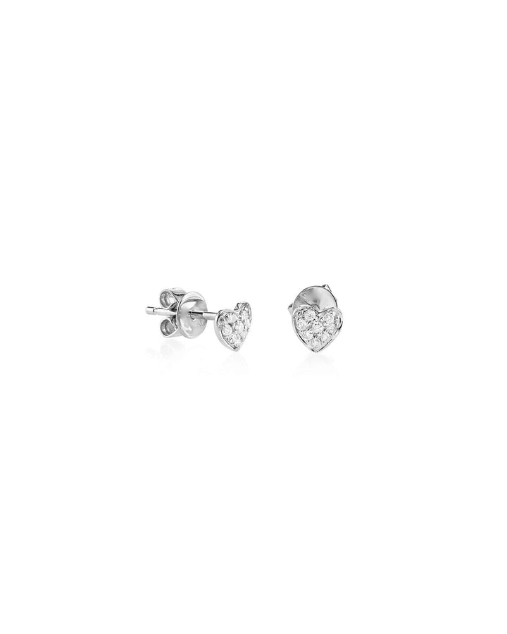 Quiet Icon-Pave Heart Studs-Earrings-Rhodium Plated Sterling Silver, Cubic Zirconia-Blue Ruby Jewellery-Vancouver Canada