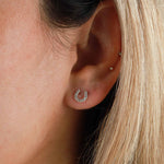 Kris Nations-Pave Horseshoe Studs-Earrings-Sterling Silver, Cubic Zirconia-Blue Ruby Jewellery-Vancouver Canada