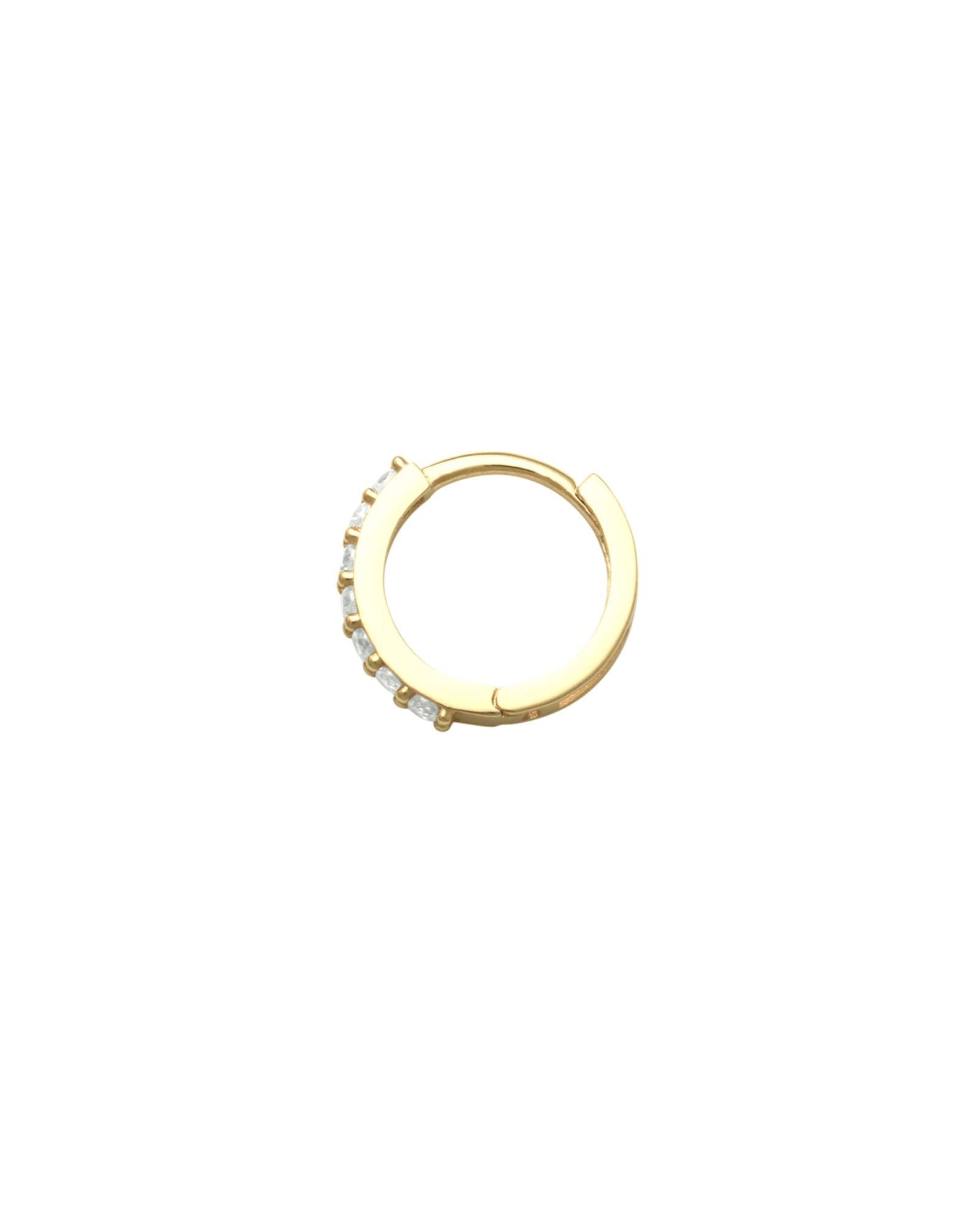 Valley of the Fine-Pavé Huggie I 11mm-Earrings-10k Yellow Gold, Cubic Zirconia-Blue Ruby Jewellery-Vancouver Canada