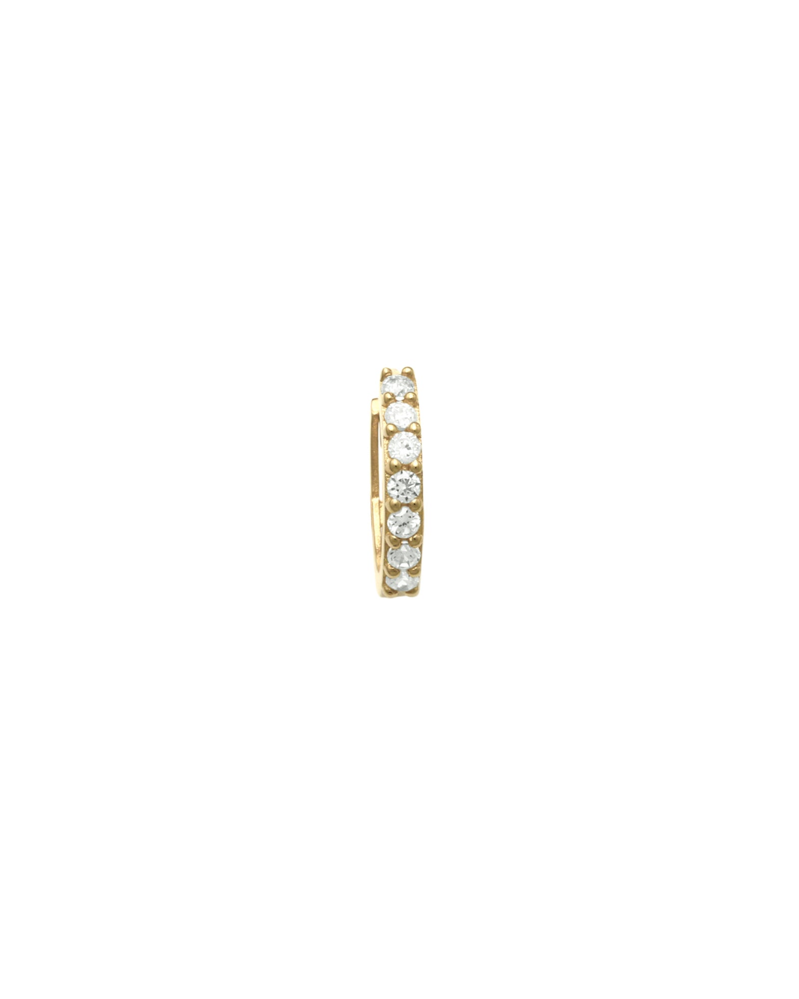 Valley of the Fine-Pavé Huggie I 11mm-Earrings-10k Yellow Gold, Cubic Zirconia-Blue Ruby Jewellery-Vancouver Canada