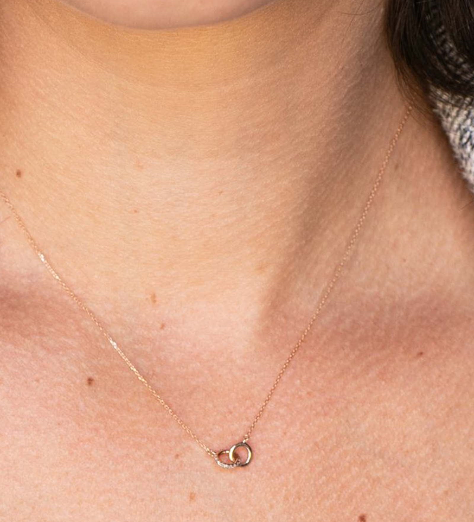 Adina Reyter-Pavé Interlocking Loop Necklace-Necklaces-14k Yellow Gold, Diamond-Blue Ruby Jewellery-Vancouver Canada