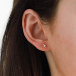 Kris Nations-Pavé Lightning Bolt Stud Earrings-Earrings-18k Gold Vermeil, Cubic Zirconia-Blue Ruby Jewellery-Vancouver Canada