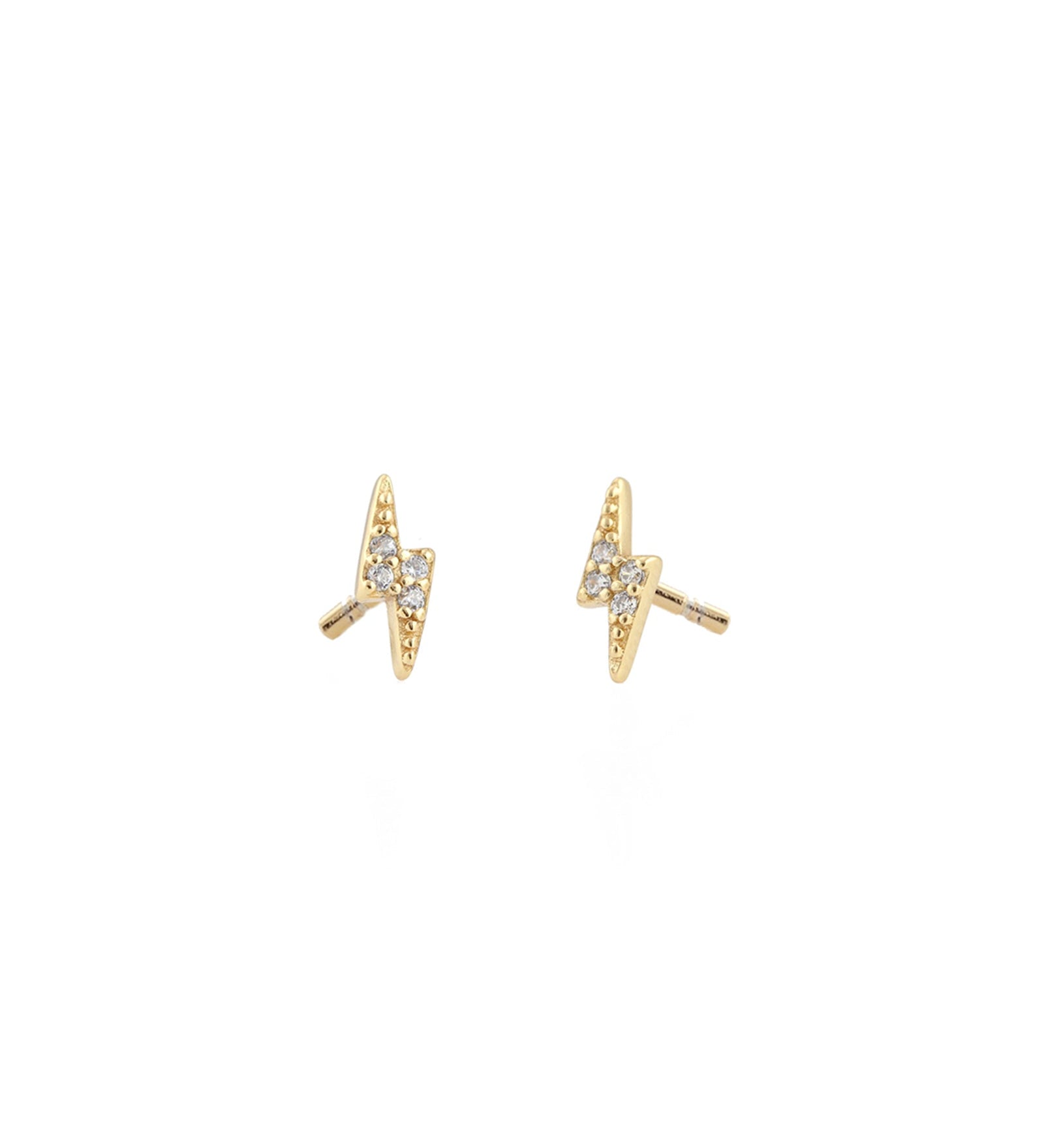 Kris Nations-Pavé Lightning Bolt Stud Earrings-Earrings-18k Gold Vermeil, Cubic Zirconia-Blue Ruby Jewellery-Vancouver Canada