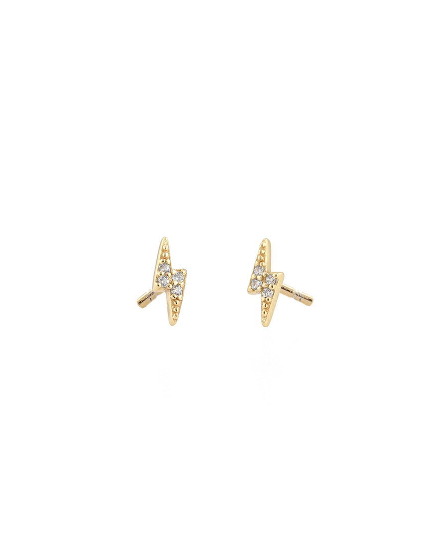 Kris Nations-Pavé Lightning Bolt Stud Earrings-Earrings-18k Gold Vermeil, Cubic Zirconia-Blue Ruby Jewellery-Vancouver Canada