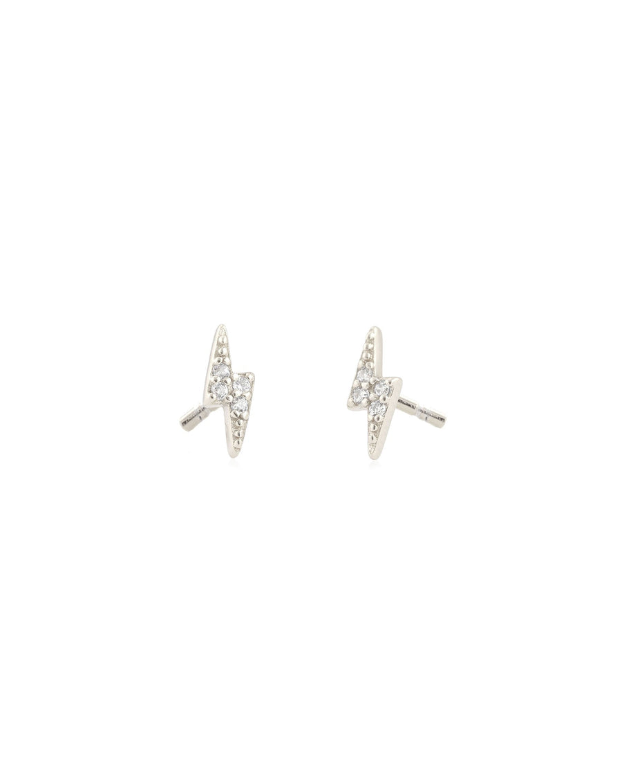 Kris Nations-Pavé Lightning Bolt Studs-Earrings-Sterling Silver, Cubic Zirconia-Blue Ruby Jewellery-Vancouver Canada