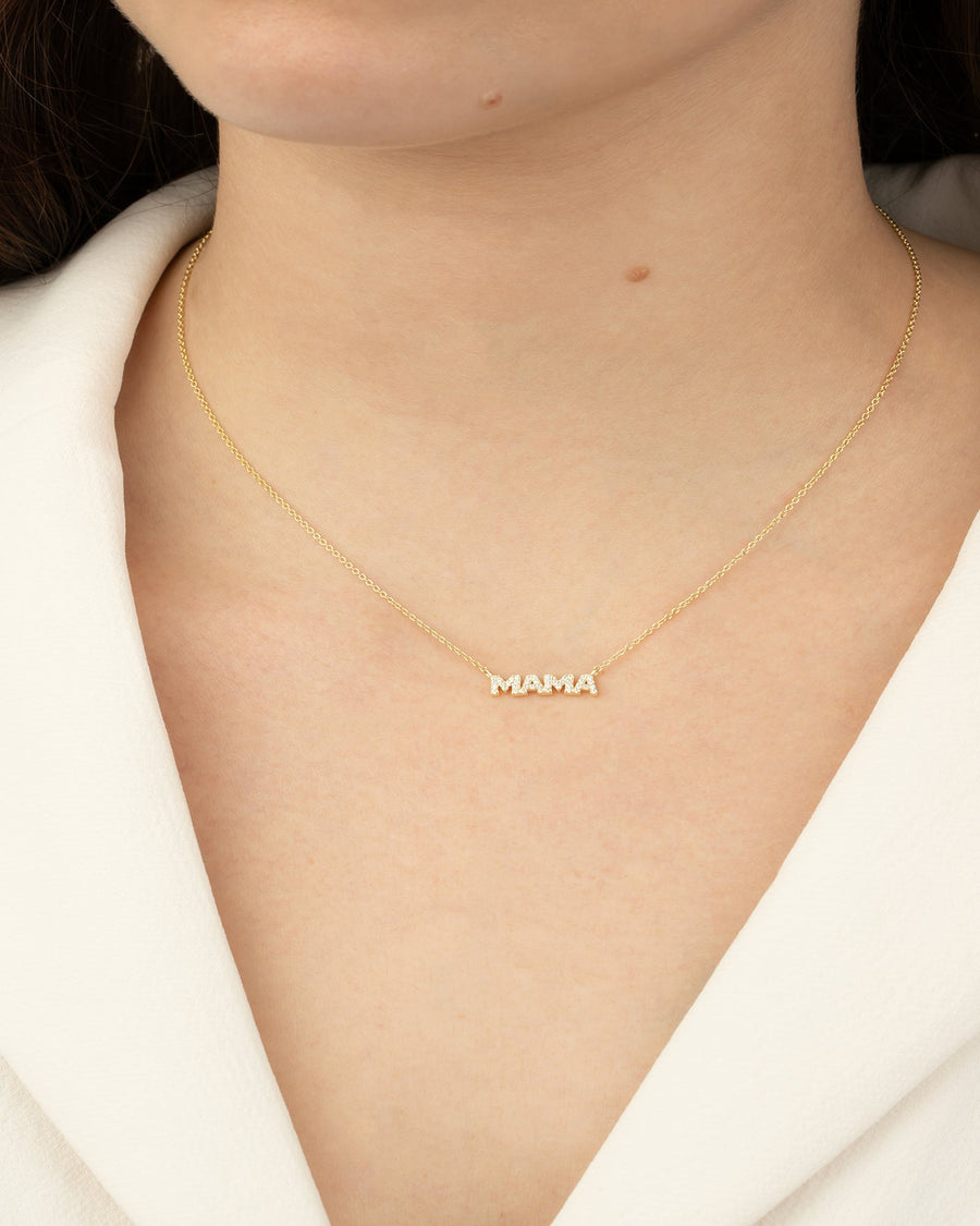 Quiet Icon-Pavé Mama Necklace-Necklaces-14k Gold Vermeil, Cubic Zirconia-Blue Ruby Jewellery-Vancouver Canada