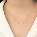 Pavé Mama Script Necklace 14k Yellow Gold, Diamonds