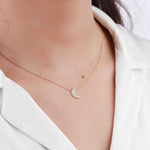 Pave Moon Necklace-Necklaces-Goldhive-14k Yellow Gold-Blue Ruby Jewellery-Vancouver-Canada