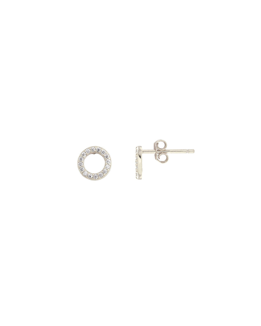Pave circle stud earrings sale