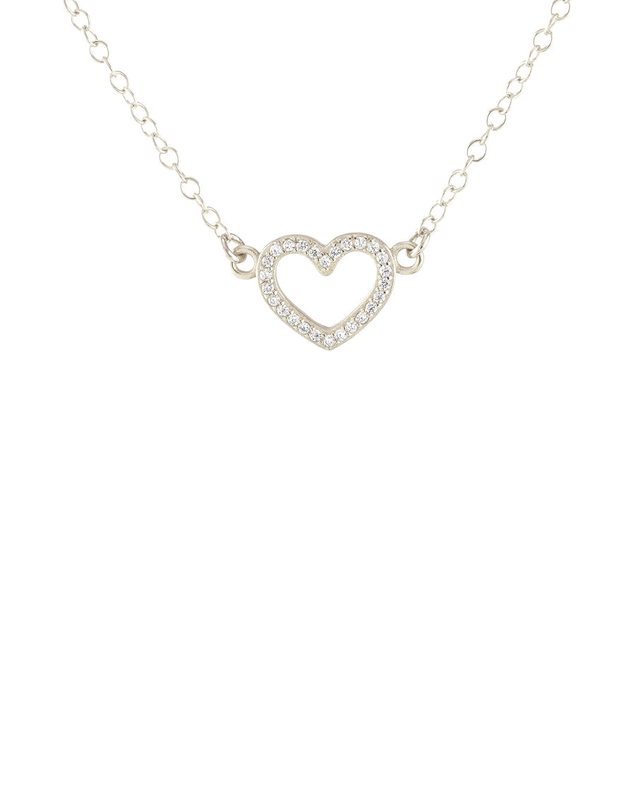 Kris Nations-Pavé Open Heart Necklace-Necklaces-Sterling Silver, Cubic Zirconia-Blue Ruby Jewellery-Vancouver Canada