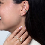 Adina Reyter-Pavé Shooting Star Stud-Earrings-14k Yellow Gold, Diamond-Blue Ruby Jewellery-Vancouver Canada