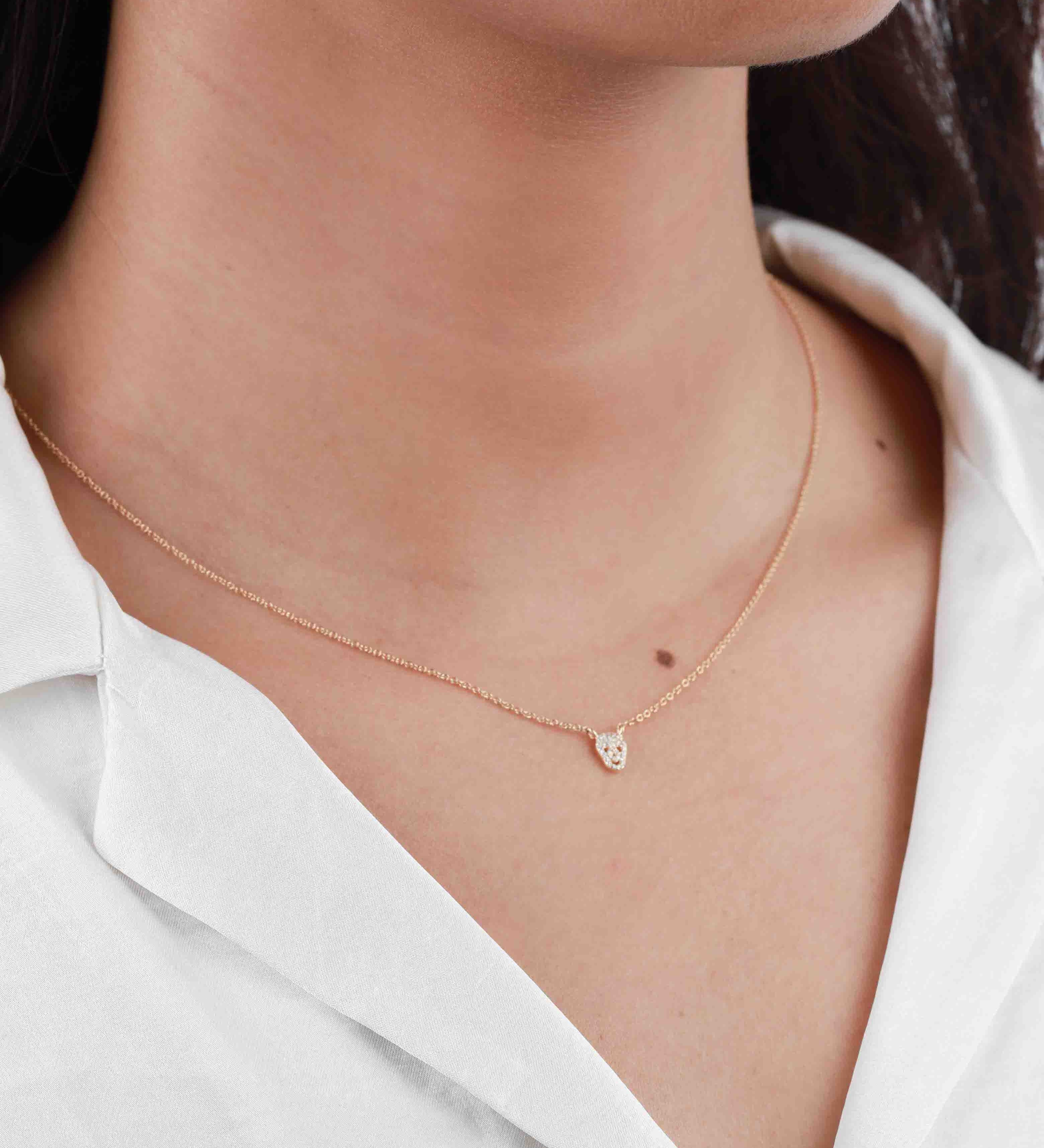 Pave Skull Necklace-Necklaces-Goldhive-14k Yellow Gold-Blue Ruby Jewellery-Vancouver-Canada