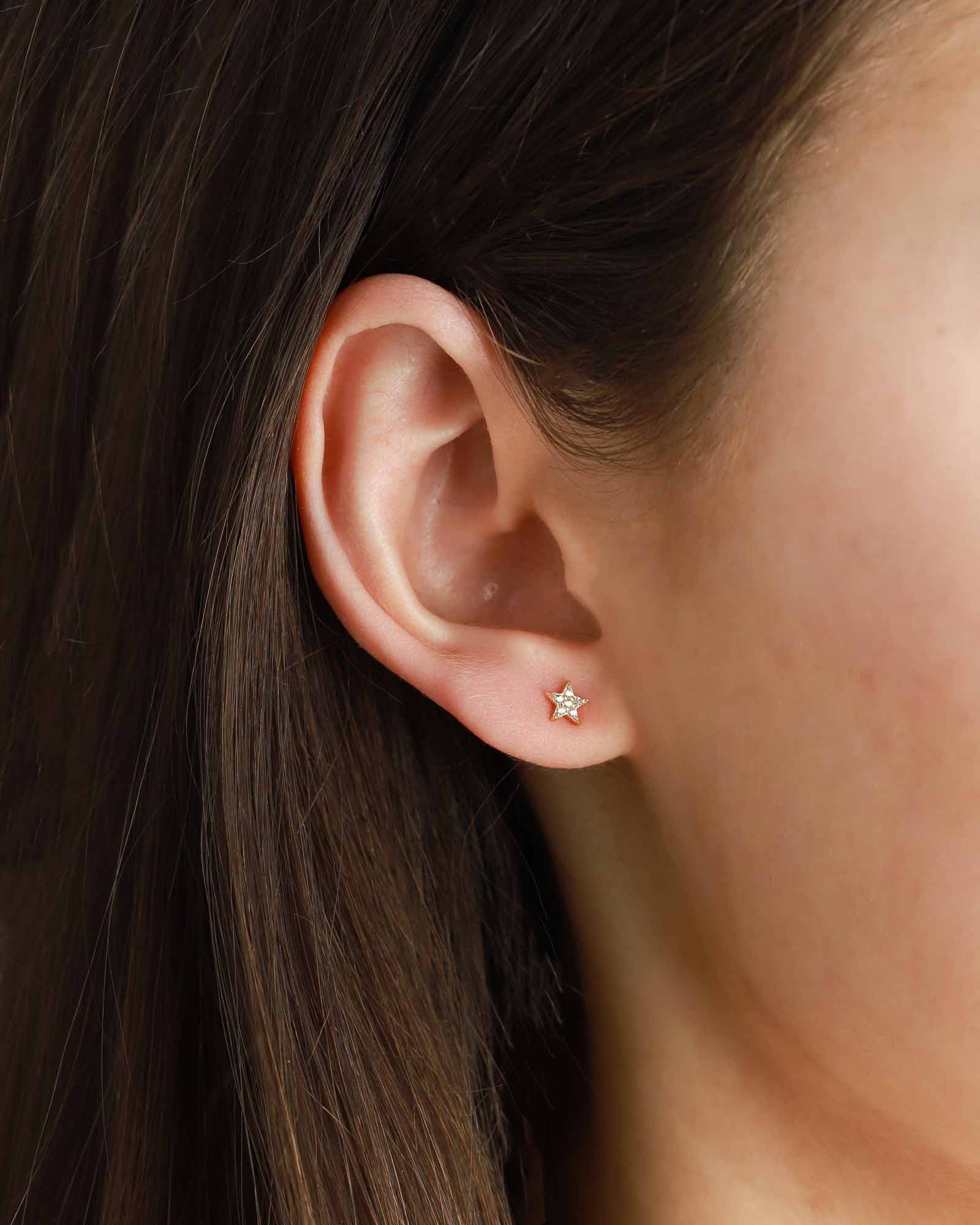 Kris Nations-Pavé Star Stud Earrings-Earrings-18k Gold Vermeil, Cubic Zirconia-Blue Ruby Jewellery-Vancouver Canada