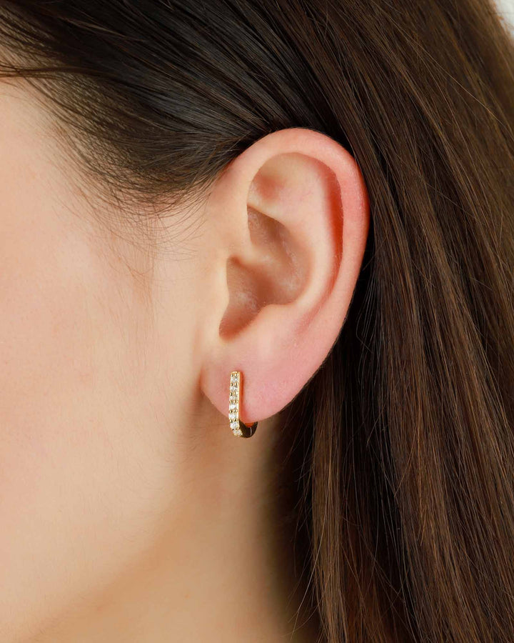 Tashi-Pave U Huggies | 13mm-Earrings-14k Gold Vermeil-Blue Ruby Jewellery-Vancouver Canada