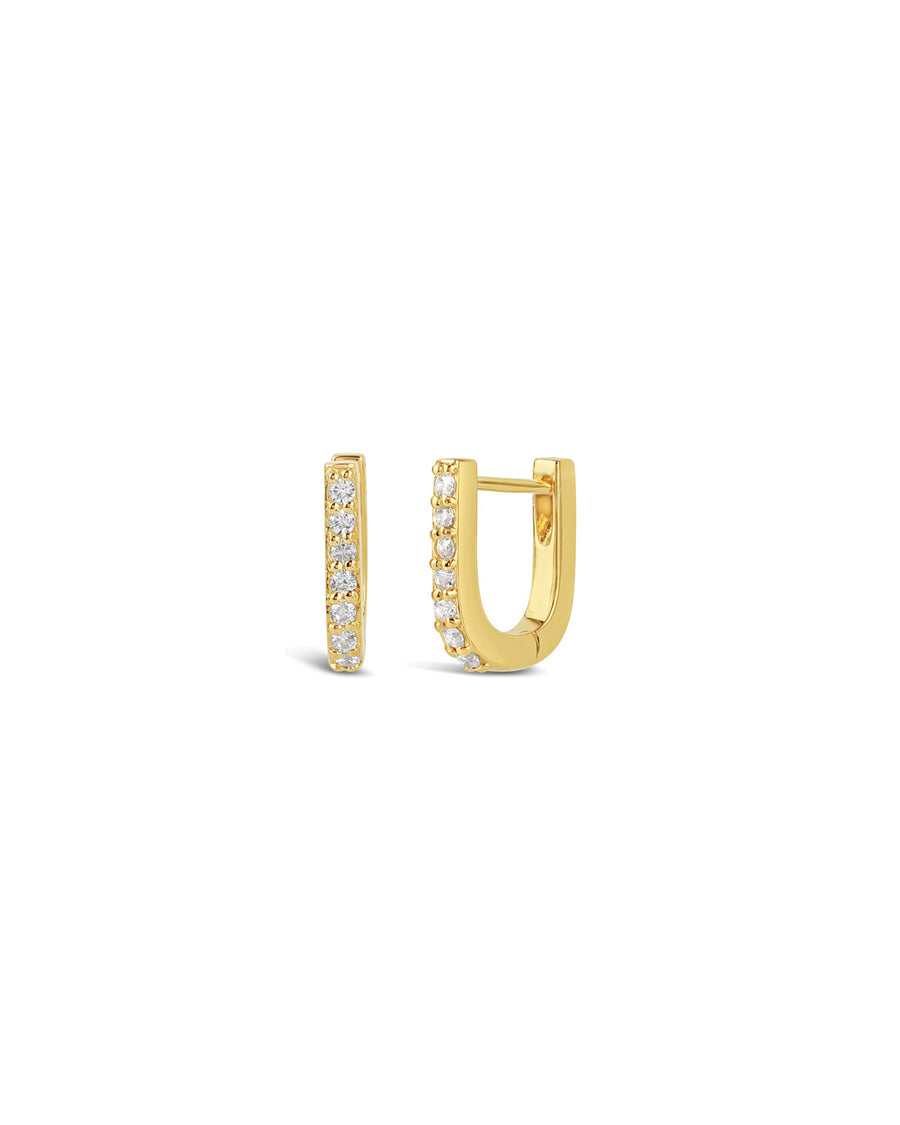 Tashi-Pave U Huggies | 13mm-Earrings-14k Gold Vermeil-Blue Ruby Jewellery-Vancouver Canada