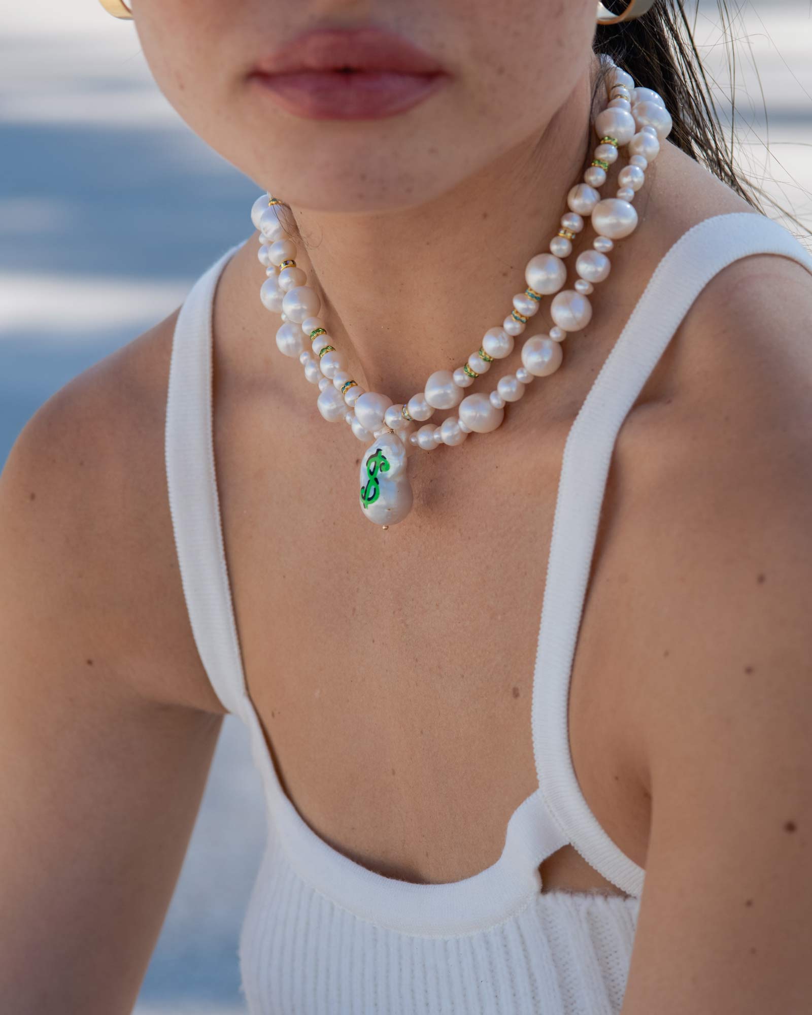 Pay Up Necklace 14k Gold Plated, Freshwater Pearls