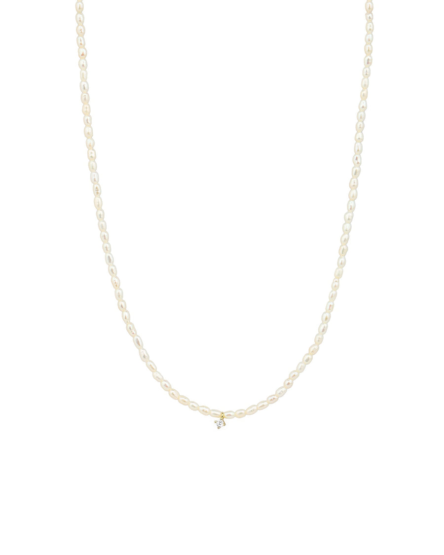 Quiet Icon-Pearl + 1 CZ Drop Necklace-Necklaces-14k Gold Vermeil, White Pearl, Cubic Zirconia-Blue Ruby Jewellery-Vancouver Canada