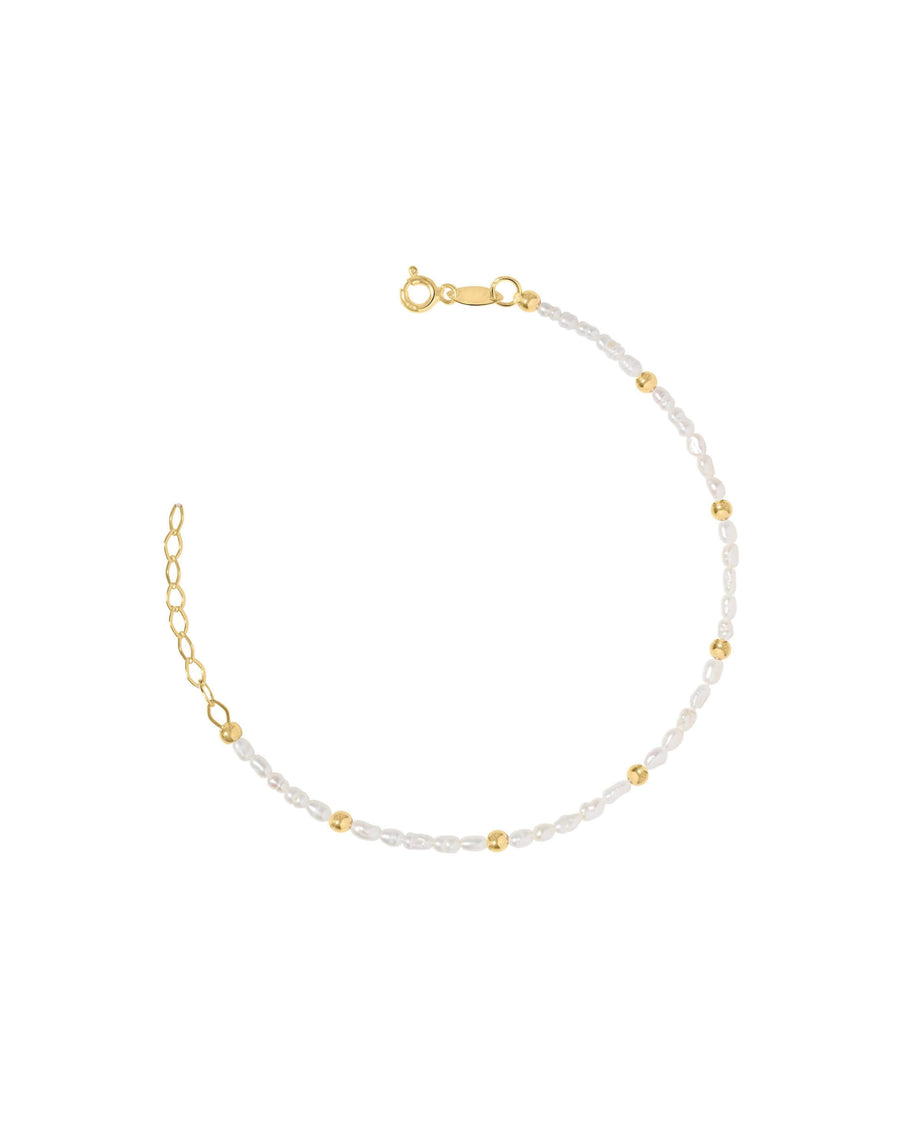 Quiet Icon-Pearl Ball Bracelet-Bracelets-14k Gold Vermeil, White Pearl-Blue Ruby Jewellery-Vancouver Canada