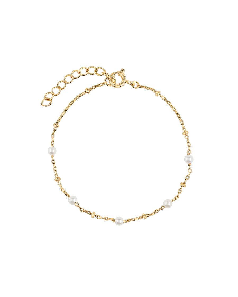 Quiet Icon-Pearl Ball Chain Bracelet-Bracelets-14k Gold Vermeil, White Pearl-Blue Ruby Jewellery-Vancouver Canada