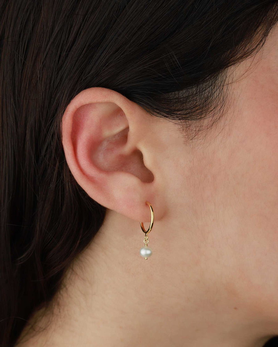 Tashi-Pearl Charm Hoops-Earrings-14k Gold Vermeil, Freshwater Pearl-Blue Ruby Jewellery-Vancouver Canada