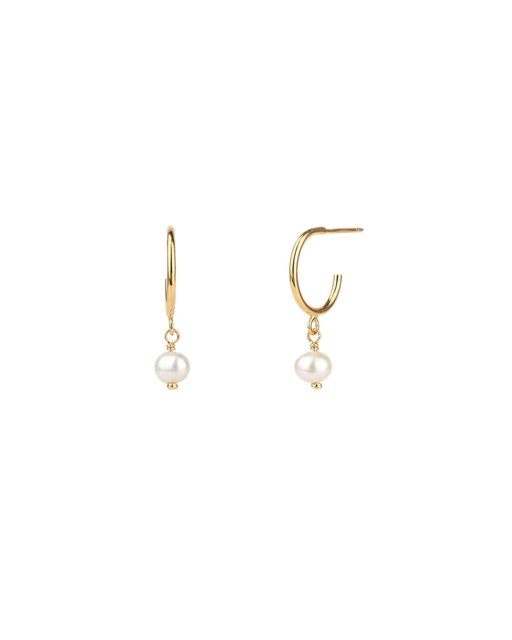 Tashi-Pearl Charm Hoops-Earrings-14k Gold Vermeil, Freshwater Pearl-Blue Ruby Jewellery-Vancouver Canada