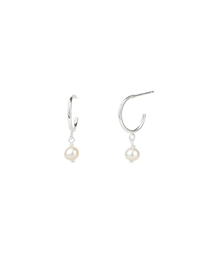 Tashi-Pearl Charm Hoops-Earrings-Sterling Silver, Freshwater Pearl-Blue Ruby Jewellery-Vancouver Canada