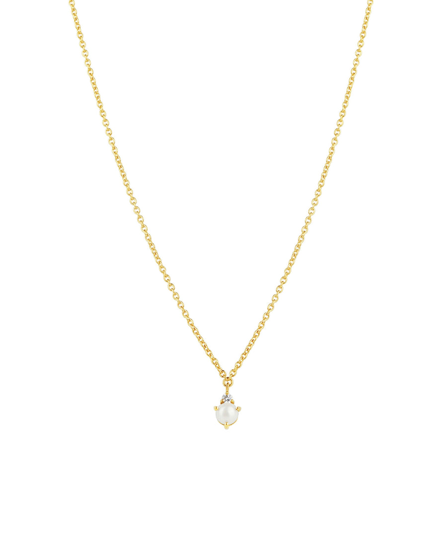 Tashi-Pearl + CZ Necklace-Necklaces-14k Gold Vermeil, White Pearl, Cubic Zirconia-Blue Ruby Jewellery-Vancouver Canada