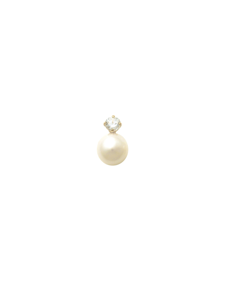 Valley of the Fine-Pearl + CZ Stud I 6mm-Earrings-10k Yellow Gold, White Pearl-Blue Ruby Jewellery-Vancouver Canada
