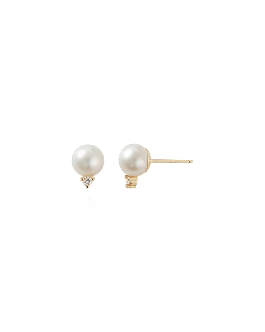 Mizuki-Pearl + Diamond Studs-Earrings-14k Yellow Gold, Freshwater Pearl, Diamond-Blue Ruby Jewellery-Vancouver Canada