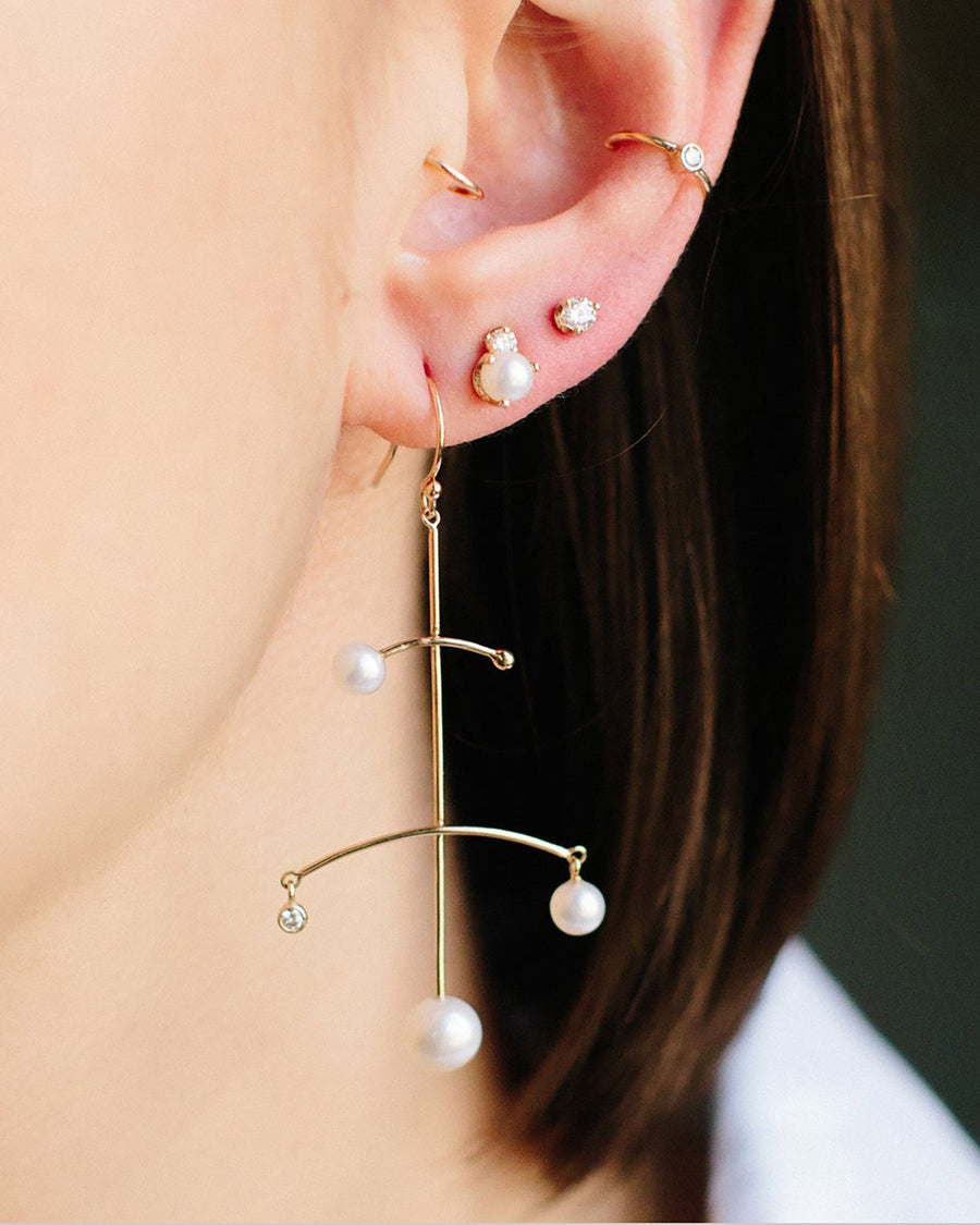 Zoe Chicco-Pearl + Diamond Studs-Earrings-14k Yellow Gold, Diamond-Blue Ruby Jewellery-Vancouver Canada