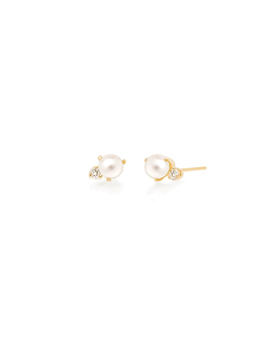 Zoe Chicco-Pearl + Diamond Studs-Earrings-14k Yellow Gold, Diamond-Blue Ruby Jewellery-Vancouver Canada
