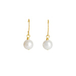 Poppy Rose-Pearl Drop Hooks-Earrings-14k Gold-fill, Freshwater Pearl-Blue Ruby Jewellery-Vancouver Canada