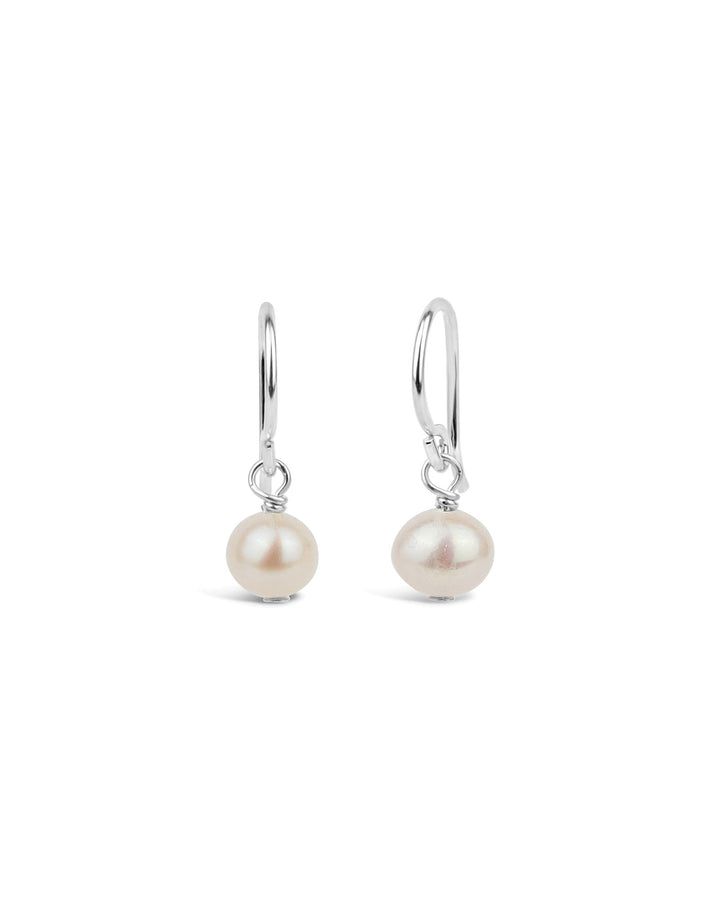 Poppy Rose-Pearl Drop Hooks-Earrings-Sterling Silver, Freshwater Pearl-Blue Ruby Jewellery-Vancouver Canada