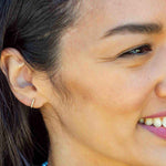 Kris Nations-Pearl Huggies-Earrings-18k Gold Vermeil, White Pearl-Blue Ruby Jewellery-Vancouver Canada