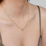 Tashi-Pearl Milgrain Necklace-Necklaces-14k Gold Vermeil, White Pearl-Blue Ruby Jewellery-Vancouver Canada